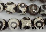 CAG4717 15 inches 16mm faceted round tibetan agate beads wholesale