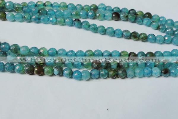 CAG4786 15.5 inches 6mm faceted round fire crackle agate beads