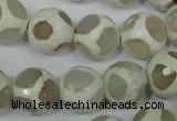 CAG4817 15 inches 12mm faceted round tibetan agate beads wholesale