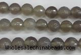 CAG4826 15 inches 8mm faceted round grey agate beads wholesale