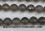 CAG4827 15 inches 10mm faceted round grey agate beads wholesale