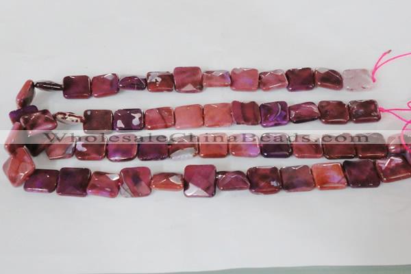 CAG4874 15 inches 14*14mm faceted square fire crackle agate beads