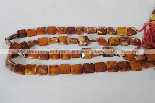 CAG4877 15 inches 14*14mm faceted square fire crackle agate beads