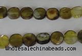 CAG4890 15 inches 8mm faceted coin fire crackle agate beads