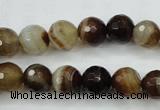 CAG5107 15.5 inches 8mm faceted round line agate beads wholesale