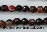 CAG5112 15.5 inches 8mm faceted round line agate beads wholesale