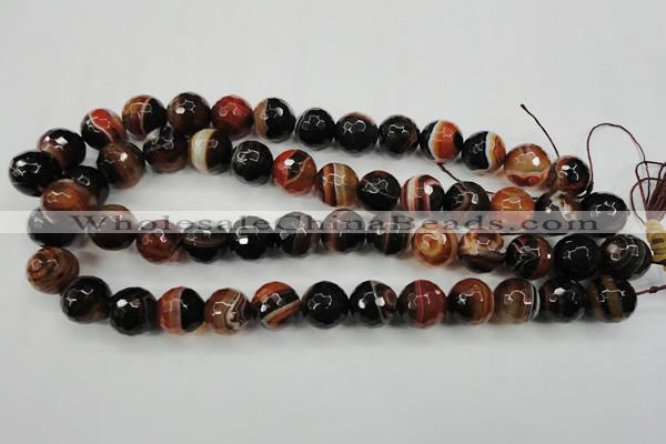 CAG5115 15.5 inches 14mm faceted round line agate beads wholesale