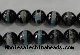 CAG5147 15 inches 10mm faceted round tibetan agate beads wholesale