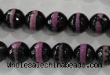 CAG5149 15 inches 10mm faceted round tibetan agate beads wholesale