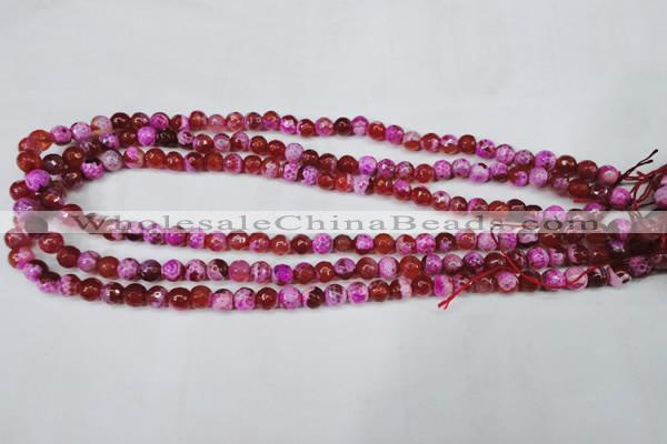 CAG5181 15 inches 6mm faceted round fire crackle agate beads