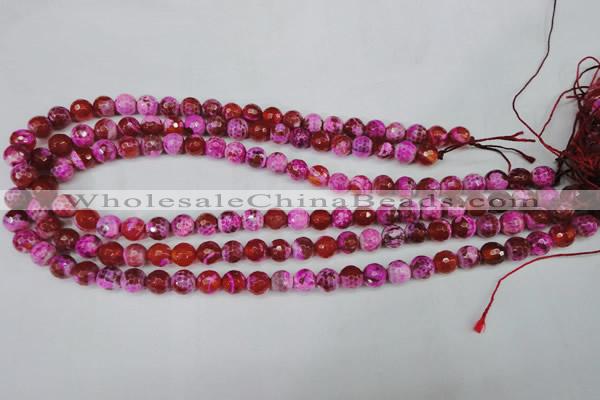 CAG5182 15 inches 8mm faceted round fire crackle agate beads