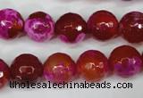 CAG5184 15 inches 12mm faceted round fire crackle agate beads