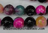 CAG5194 15 inches 12mm faceted round fire crackle agate beads