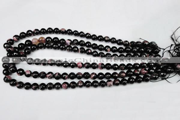 CAG5198 15 inches 8mm faceted round fire crackle agate beads