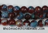 CAG5207 15 inches 8mm faceted round fire crackle agate beads