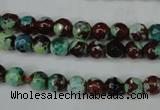 CAG5214 15 inches 6mm faceted round fire crackle agate beads