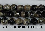 CAG5232 15 inches 10mm faceted round fire crackle agate beads