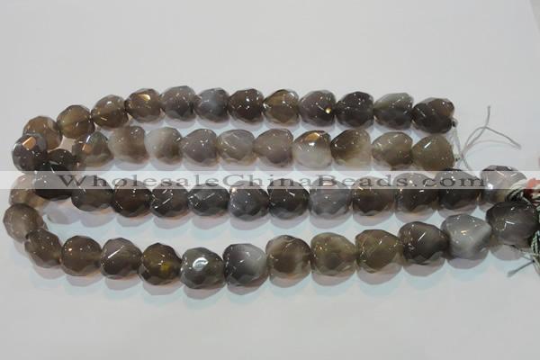 CAG5268 15.5 inches 16*16mm faceted heart Brazilian grey agate beads