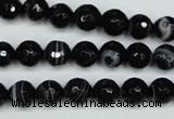 CAG5273 15.5 inches 8mm faceted round black line agate beads