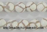 CAG5335 15.5 inches 12mm faceted round tibetan agate beads wholesale