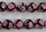 CAG5349 15.5 inches 12mm faceted round tibetan agate beads wholesale