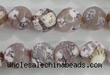 CAG5354 15.5 inches 12mm faceted round tibetan agate beads wholesale