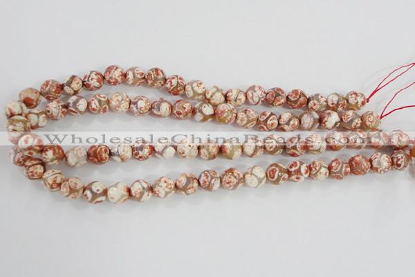 CAG5358 15.5 inches 10mm faceted round tibetan agate beads wholesale