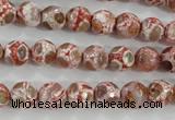 CAG5361 15.5 inches 8mm faceted round tibetan agate beads wholesale