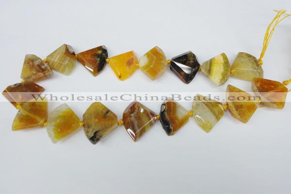 CAG5580 15 inches 20*30mm faceted triangle dragon veins agate beads