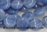 CAG560 16 inches 14mm flat round blue agate gemstone beads wholesale