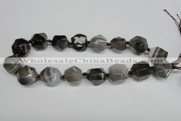 CAG5615 15 inches 20mm faceted nuggets agate gemstone beads