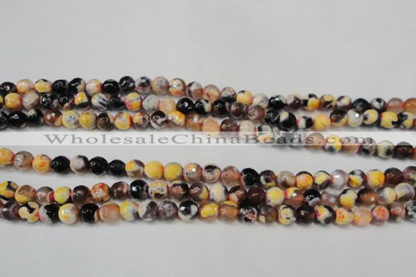 CAG5671 15 inches 6mm faceted round fire crackle agate beads