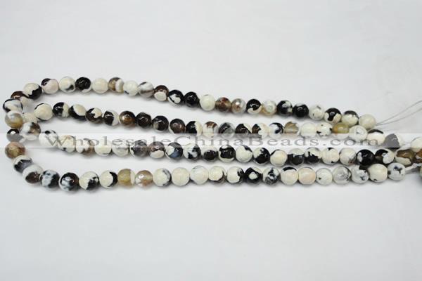 CAG5680 15 inches 8mm faceted round fire crackle agate beads