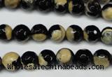 CAG5683 15 inches 8mm faceted round fire crackle agate beads