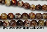 CAG5691 15 inches 8mm faceted round fire crackle agate beads