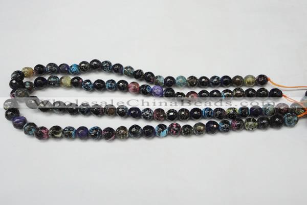 CAG5694 15 inches 8mm faceted round fire crackle agate beads