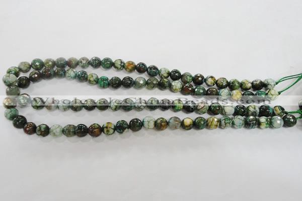 CAG5695 15 inches 8mm faceted round fire crackle agate beads