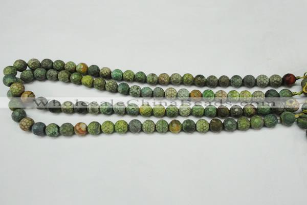 CAG5702 15 inches 8mm faceted round fire crackle agate beads