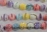 CAG5706 15 inches 8mm faceted round tibetan agate beads wholesale