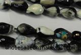 CAG5710 15 inches 8*12mm faceted teardrop fire crackle agate beads