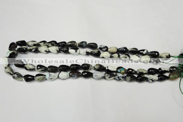 CAG5710 15 inches 8*12mm faceted teardrop fire crackle agate beads