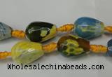 CAG5716 15 inches 10*14mm faceted teardrop fire crackle agate beads