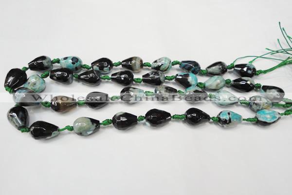 CAG5722 15 inches 12*16mm faceted teardrop fire crackle agate beads