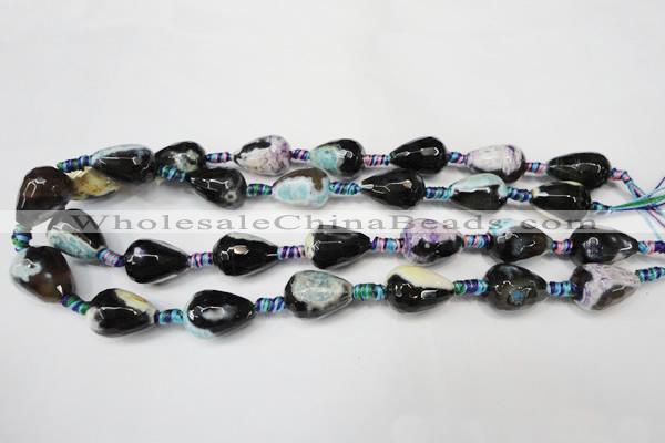 CAG5727 15 inches 13*18mm faceted teardrop fire crackle agate beads