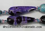 CAG5762 15 inches 10*30mm faceted teardrop fire crackle agate beads