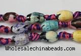 CAG5770 15 inches 6*9mm faceted rice fire crackle agate beads