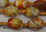 CAG5780 15 inches 12*16mm faceted rice fire crackle agate beads