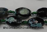 CAG5784 15 inches 12*16mm faceted rice fire crackle agate beads