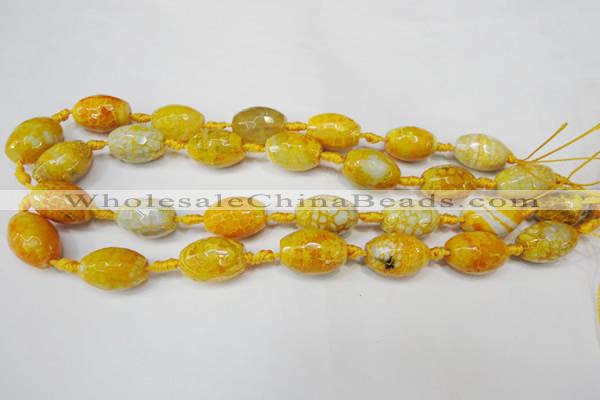 CAG5790 15 inches 13*18mm faceted rice fire crackle agate beads