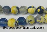 CAG5805 15 inches 10mm faceted round fire crackle agate beads